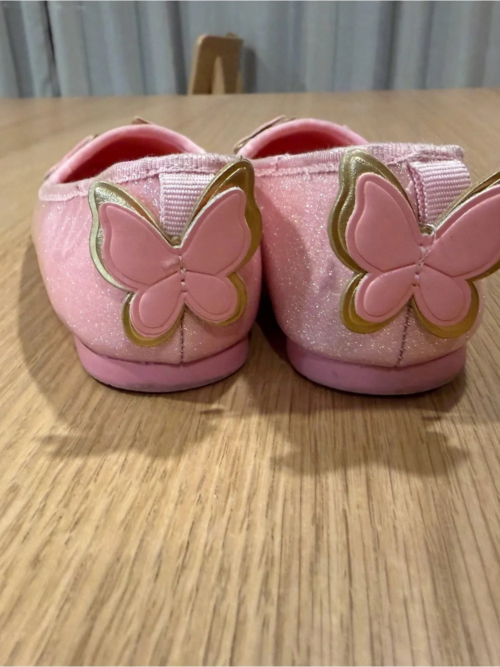 Girls' Pink Glitter Ballet Flats with Butterfly Accents - Kids Dress Shoes